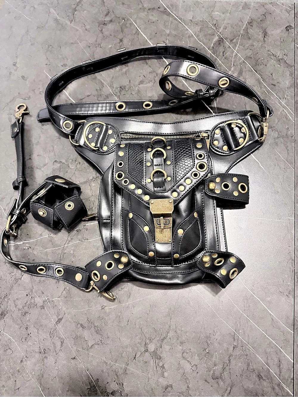 Black Studded Utility Crossbody Bag